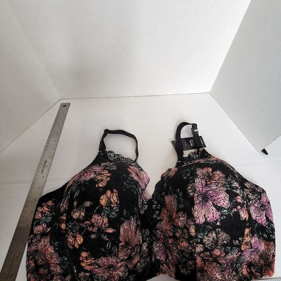 46DDD Lace Wireless Bra Lingerie Boudior Lightly Lined Lace Back Smoothing Flora - Picture 6 of 8